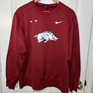 Arkansas Razorbacks Nike Dri Fit Crew Neck Sweatshirt Large Red Football College